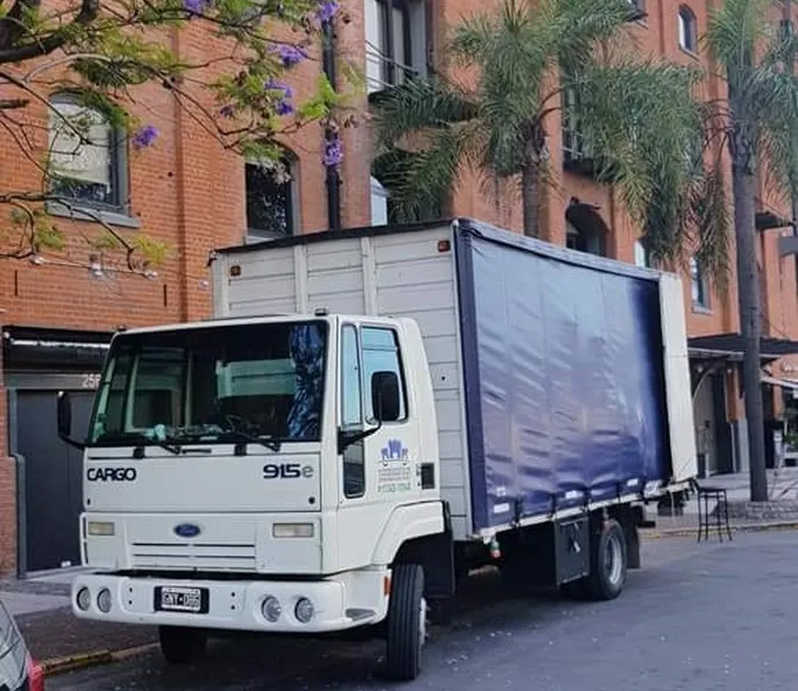 Camión de Mudanzas Los Castillos en un trabajo
